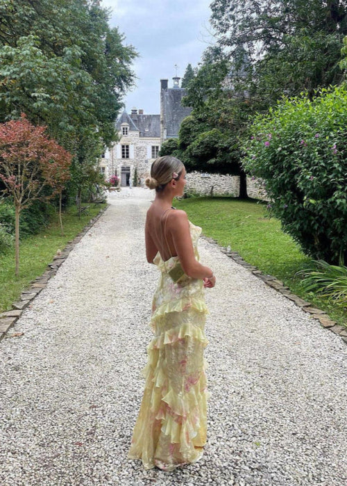 Airborne Yellow Floral Summer Maxi Dress