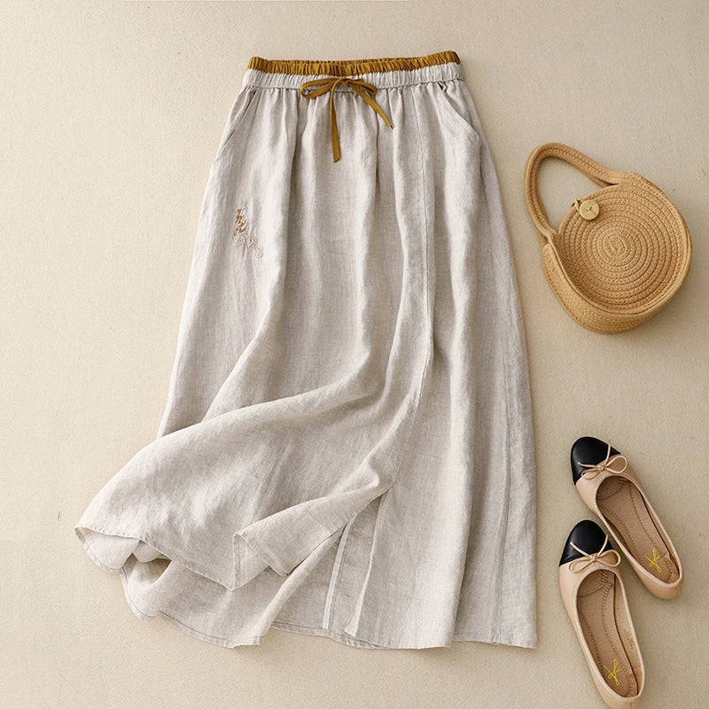 Everly 100% Linen A-Line Skirt