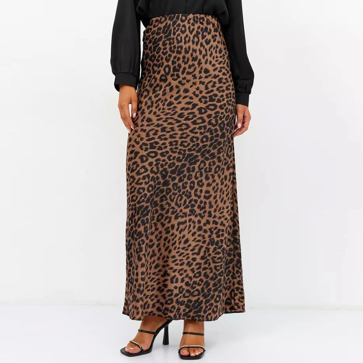 Harper Satin Leopard Midi Skirt