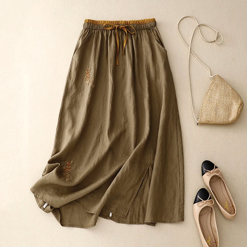 Everly 100% Linen A-Line Skirt