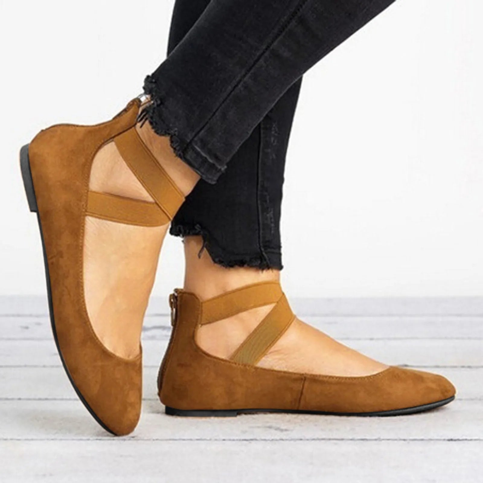 Jenny Women’s Spring Cross-Strap Ballet Flats