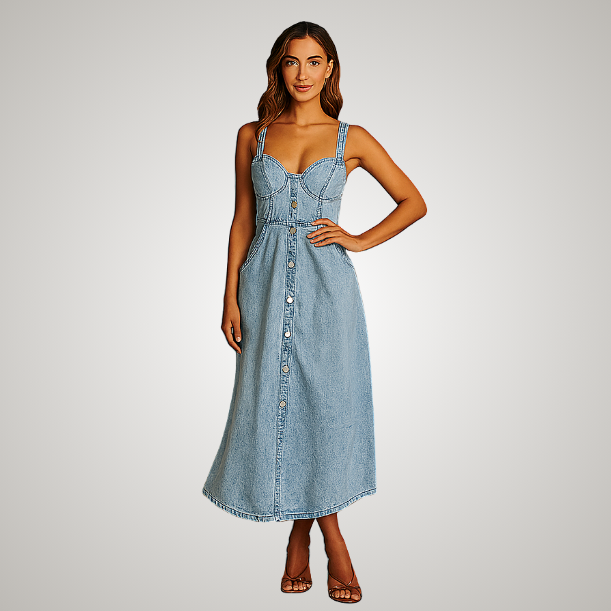 Cindy Classic Sleeveless Denim Dress